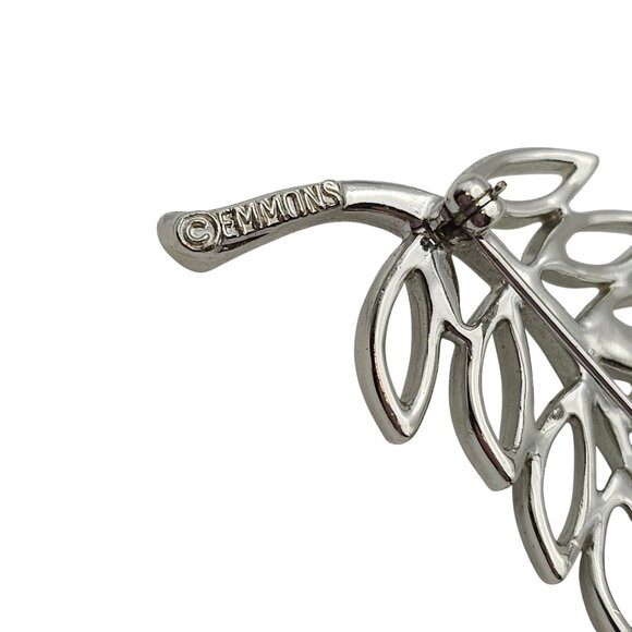 VTG Emmons Brooch Silver Tone Filigree Leaf Natural Boho Fairy Cottage Core Pin - Picture 11 of 15